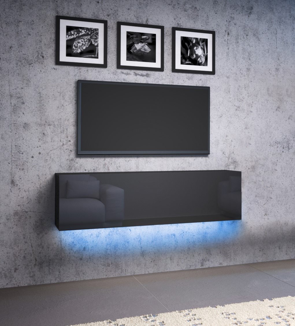 TV asztal TV asztal VIVO 03 magasfényű fekete színben