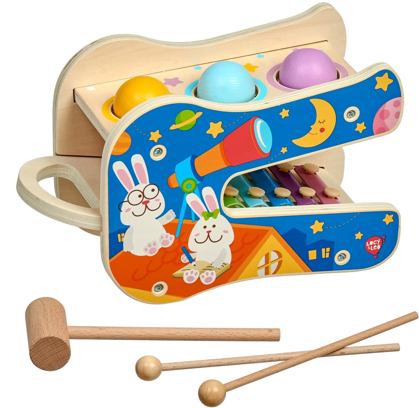 Zenélő játék Lucy & Leo 250 Star Melodies - fa játékkészlet xilofonnal és kalapáccsal