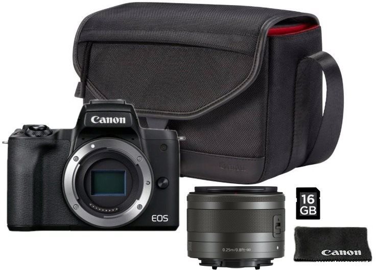 Digitális fényképezőgép Canon EOS M50 Mark II fekete + EF-M 15-45 mm IS STM Value Up készlet