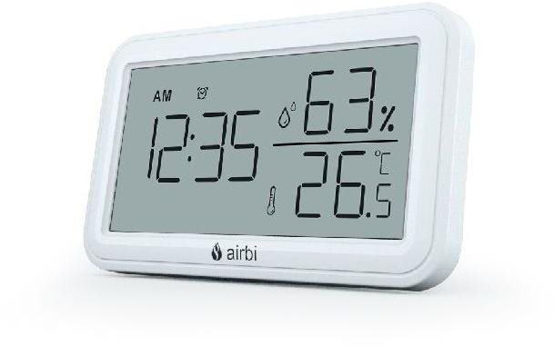 Digitális hőmérő Airbi LINE - Szobahőmérő és páratartalom-mérő órával - fehér