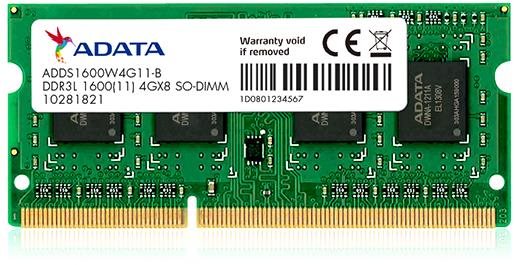 RAM memória ADATA SO-DIMM 4GB DDR3 1600MHz CL11 Single Tray