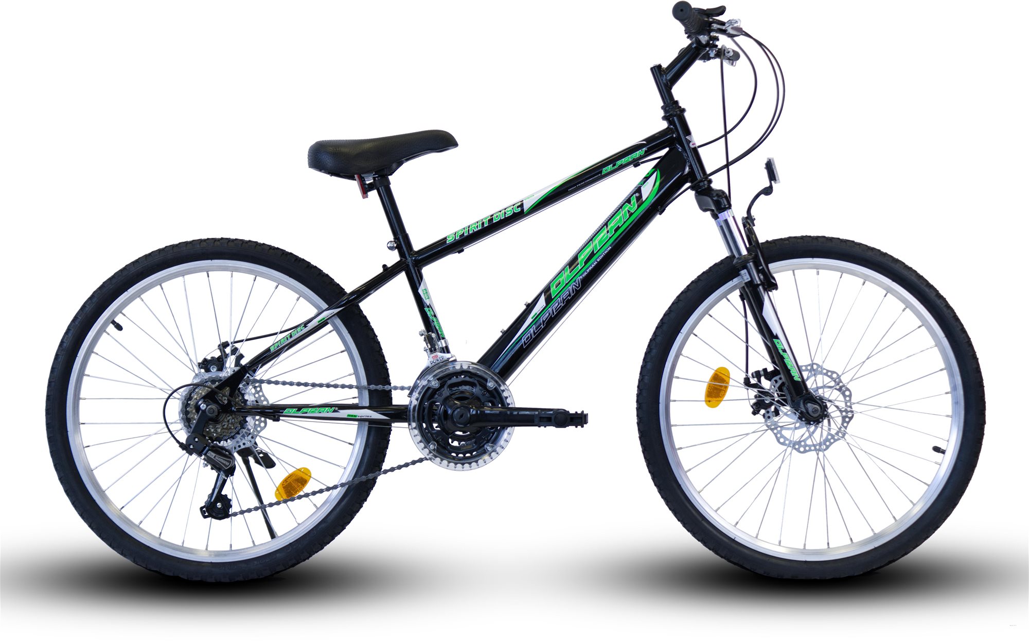 Gyerek kerékpár OLPRAN 24 Spirit SUS full disc fekete/zöld