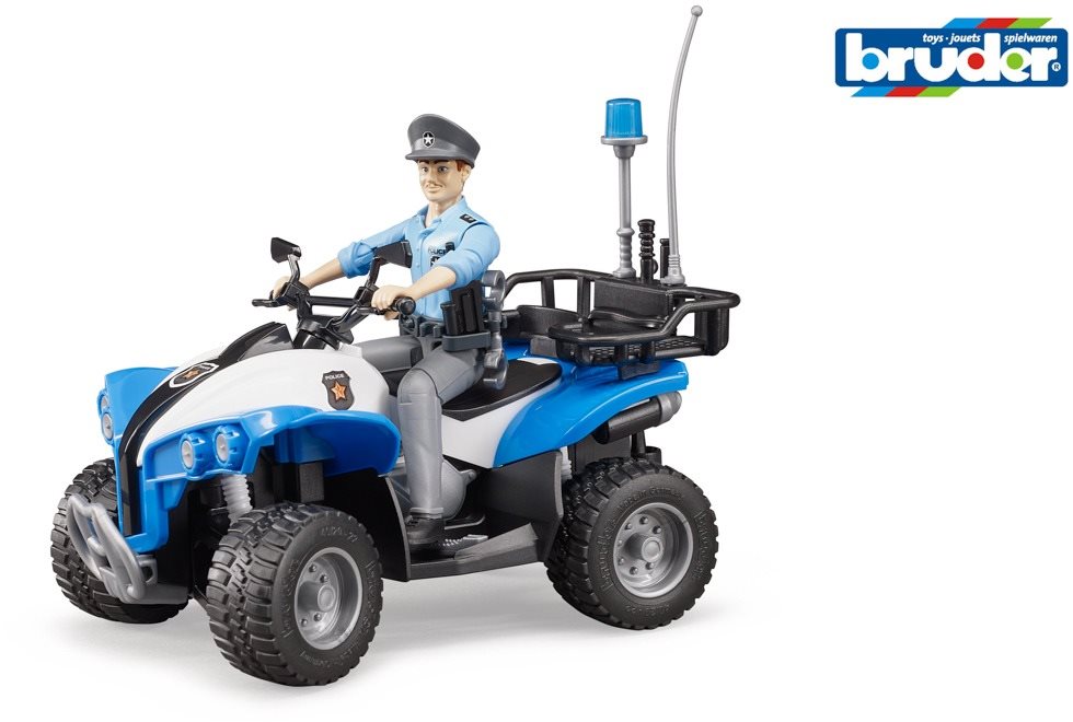 Játék autó Bruder Sürgősségi járművek - rendőrségi quad rendőrrel és tartozékokkal