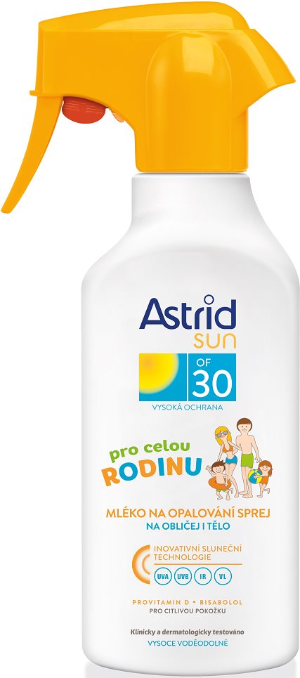 Naptej ASTRID SUN Családi naptej spray SPF 30 300 ml