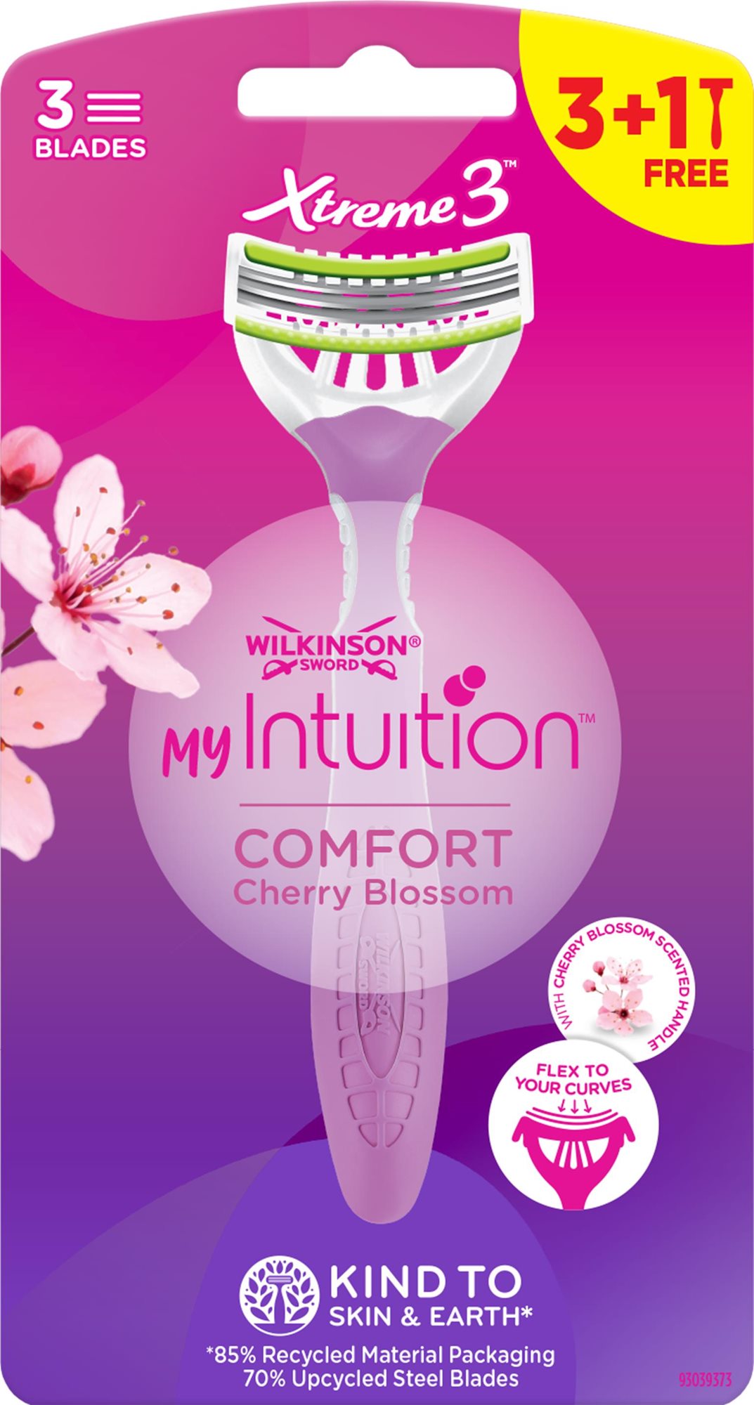 Női borotva WILKINSON My Intuition Comfort Cherry Blossom 3+1 db