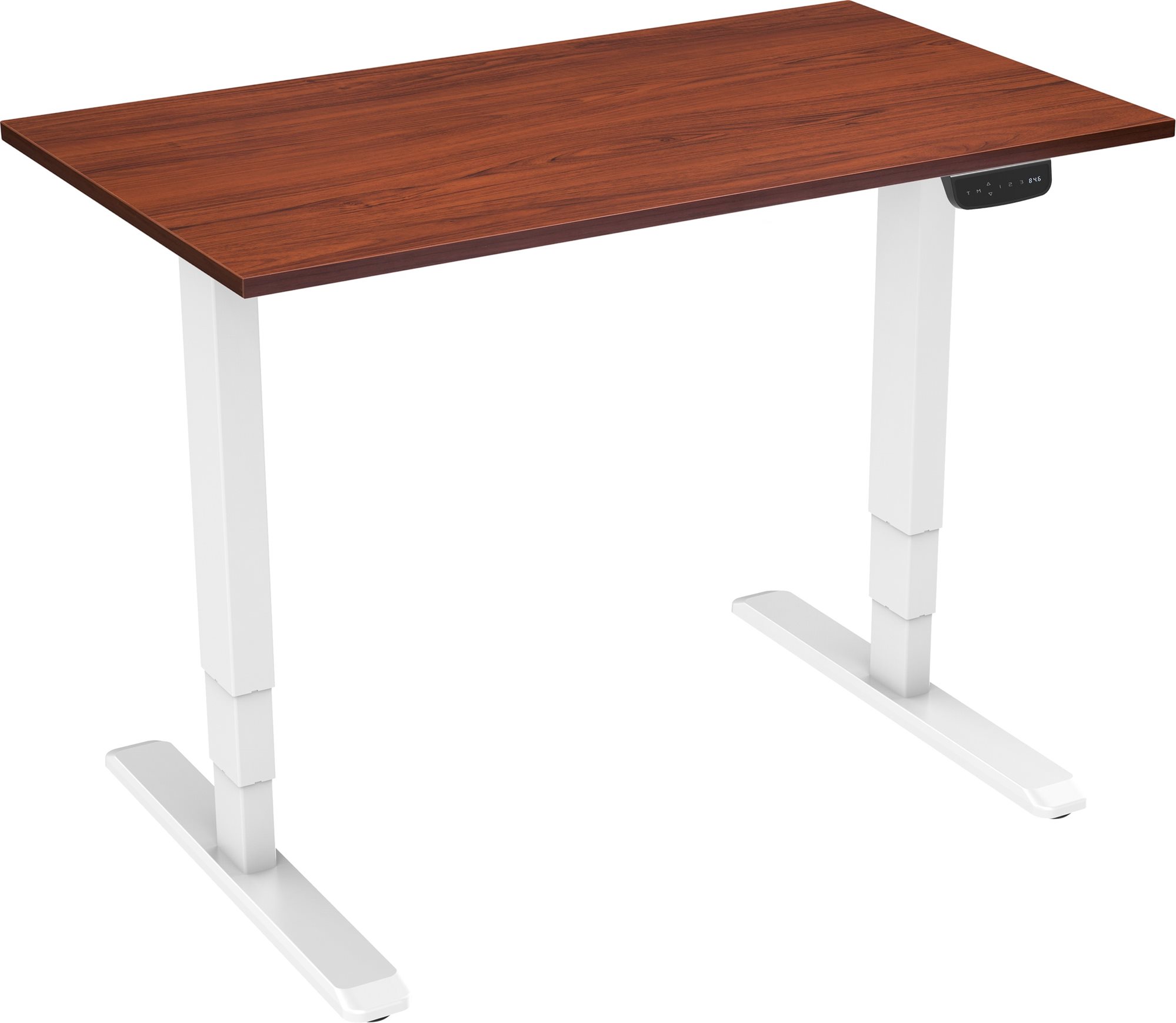Állítható magasságú asztal AlzaErgo Table ET1 NewGen fehér + lap TTE-12 120x80cm barna furnérral