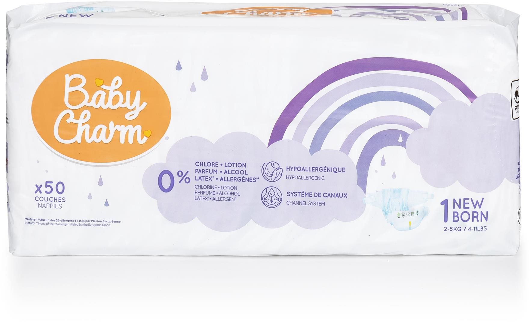 Eldobható pelenka BABY CHARM Super Dry Flex 1-es méret Newborn