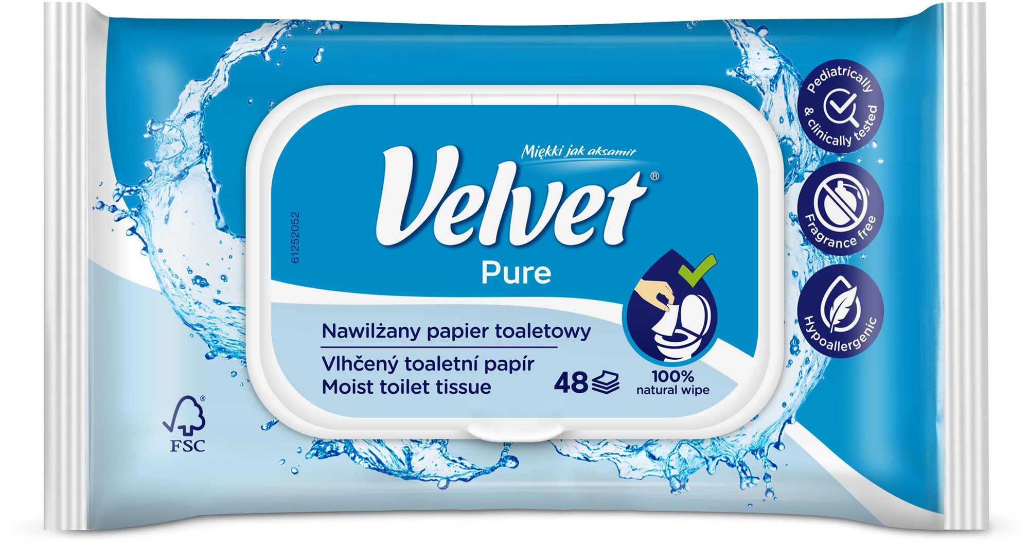 Nedves wc papír VELVET Pure (48 db)