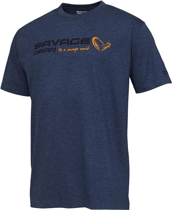 Póló Savage Gear Signature Logo T-Shirt Blue Melange