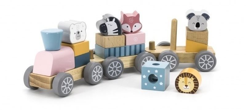 Vonat Fából készült vonat állatokkal
