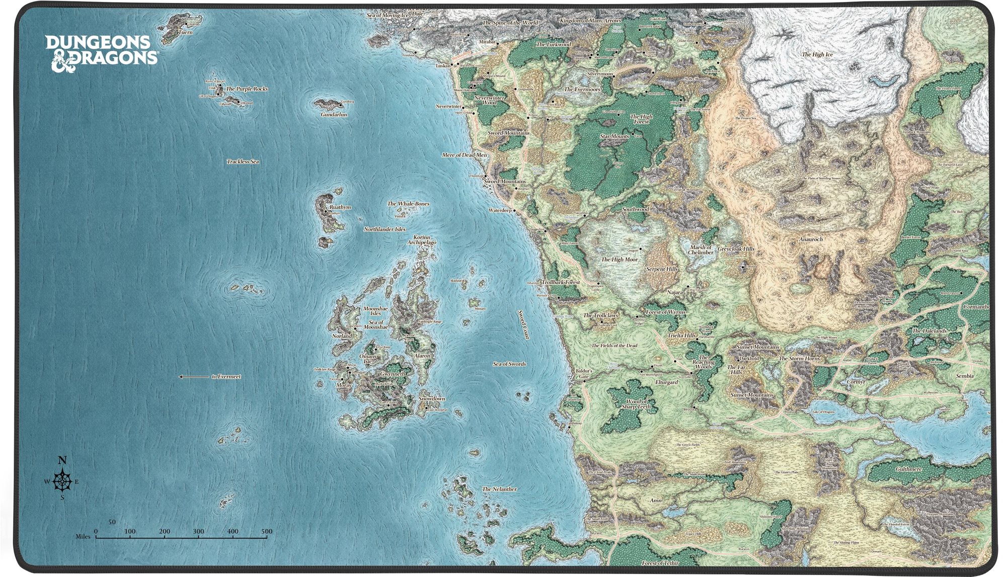 Gamer egérpad Konix Dungeons & Dragons Faerun Map Mousepad