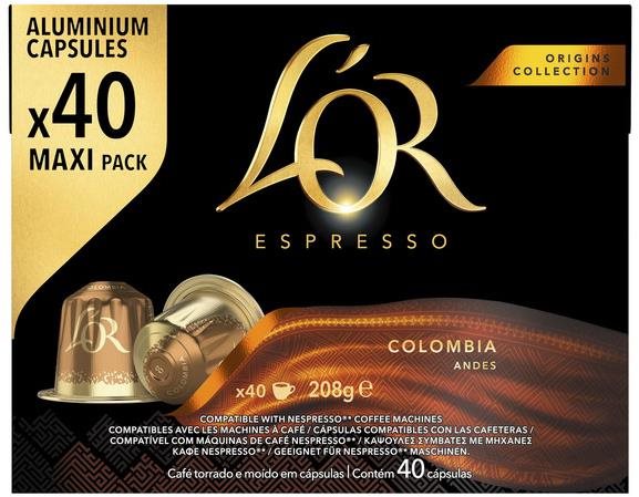 Kávékapszula L'OR Espresso Colombia 40 kapszula - kompatibilis a Nespresso® kávéfőzőkkel