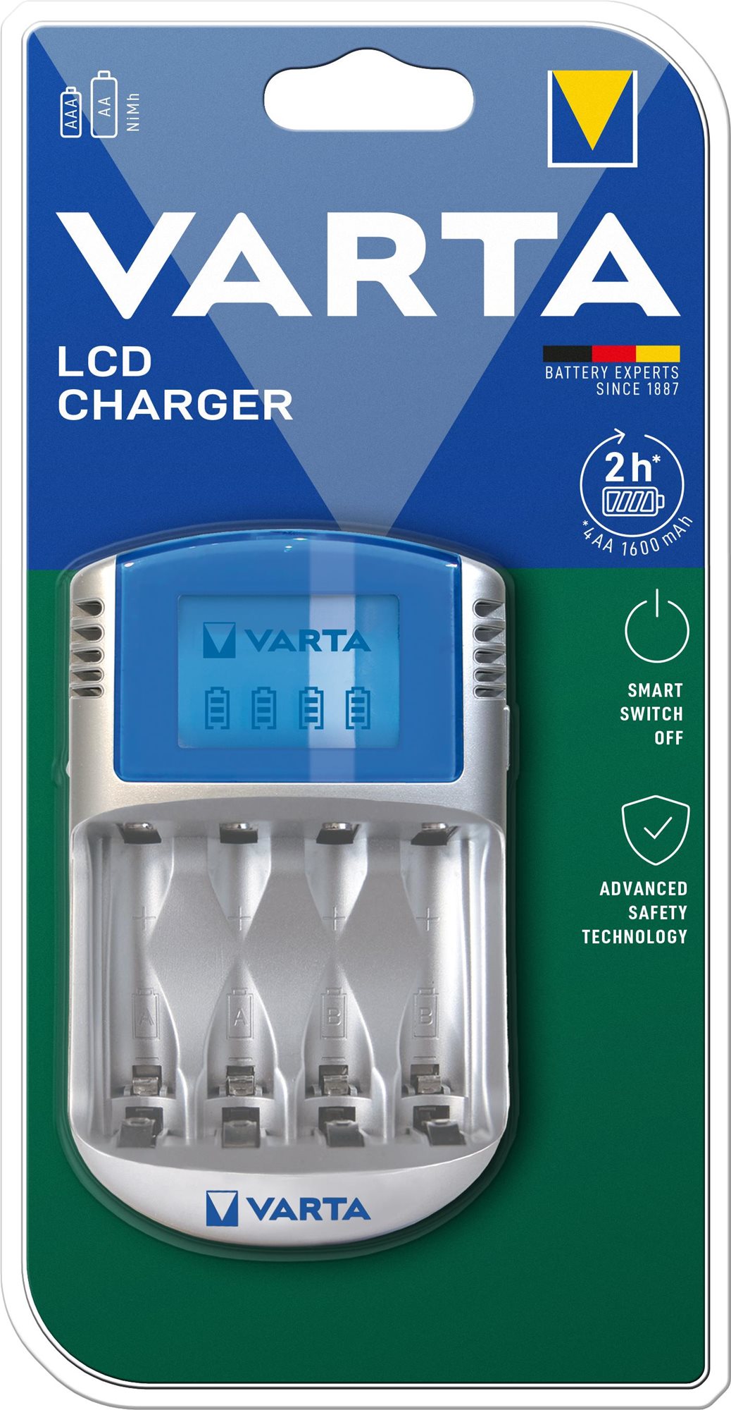Töltő és pótakkumulátor VARTA LCD Charger Töltő + 12 V & USB