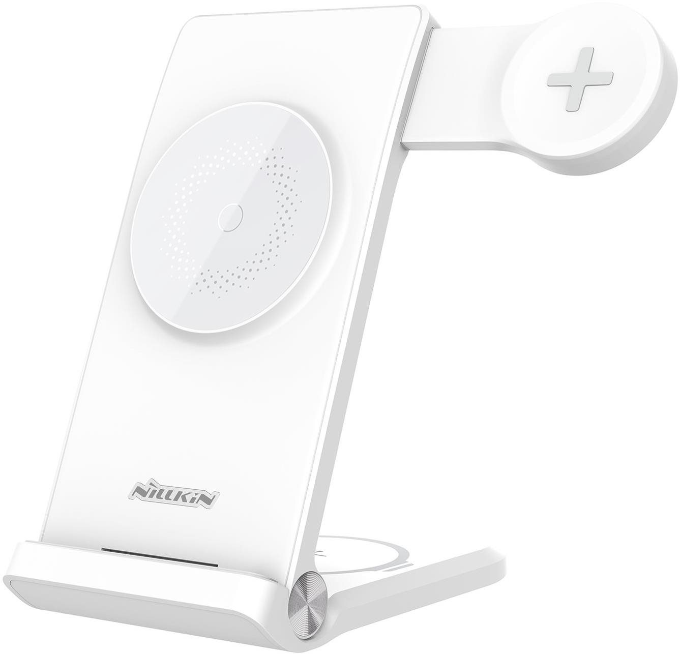 Töltőállvány Nillkin PowerTrio 3 az 1-ben MagSafe vezeték nélküli töltő Samsung Watch-hoz White