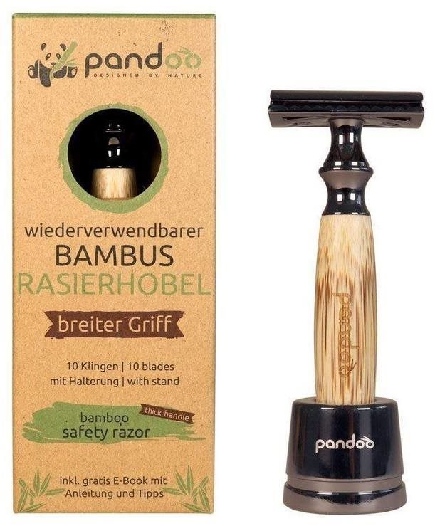 Borotva PANDOO Bambusz borotva széles fogantyúval  + 10 db borotvapenge