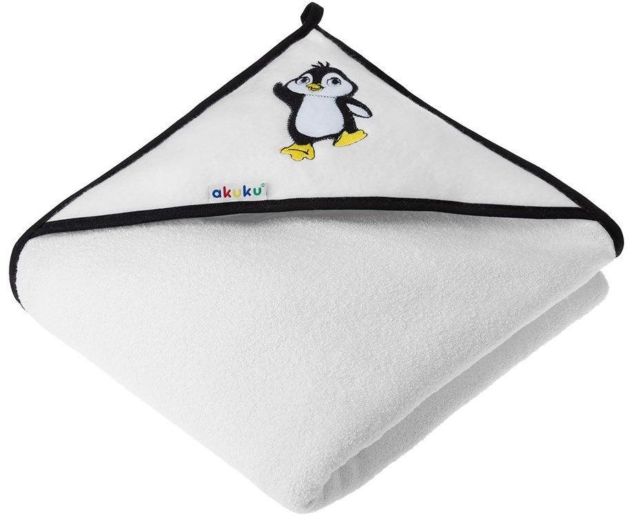 Gyerek fürdőlepedő AKUKU baba fürdőlepedő 100 × 100 fehér pingvinnel