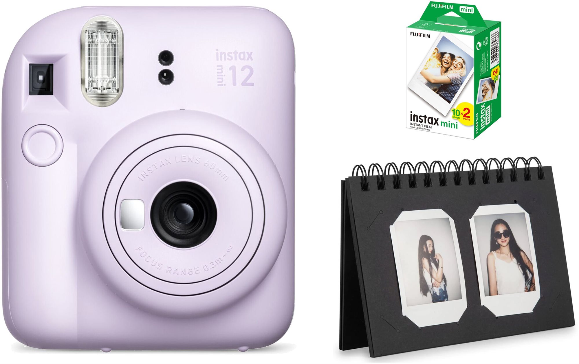 Instant fényképezőgép FujiFilm Instax Mini 12 Lilac Purple + mini film 20 darab fotó + Instax asztali album 40 Craft