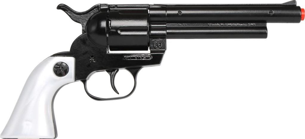 Játékpisztoly Cowboy revolver fekete fém 12 töltényes