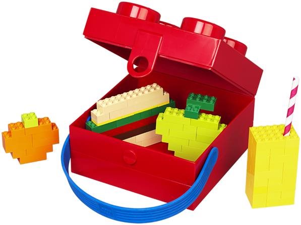 Tároló doboz LEGO doboz fogantyúval 166 x 165 x 117 mm - piros