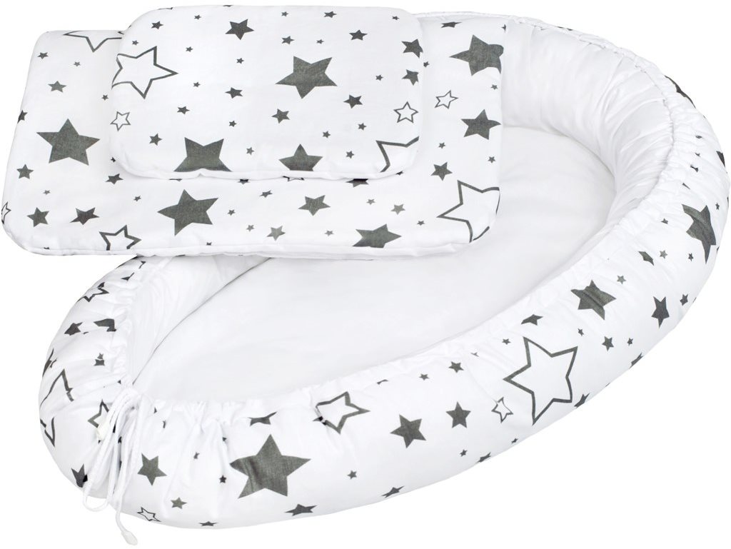 Babafészek New Baby Luxus babafészek takaróval és párnával - fehér csillagok