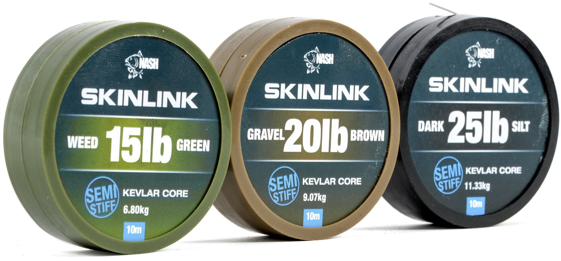 Fonott zsinór Nash SkinLink Semi-Stiff 25 lb 10 m Weed Green