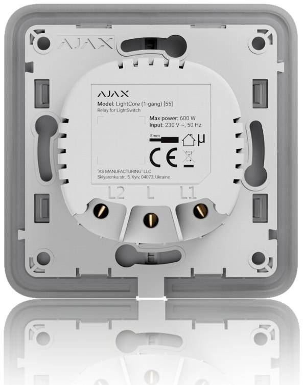 Kapcsoló Ajax LightCore (egygombos) [55] (8EU) - LightSwitch relé (1 vezérlőkapcsoló)