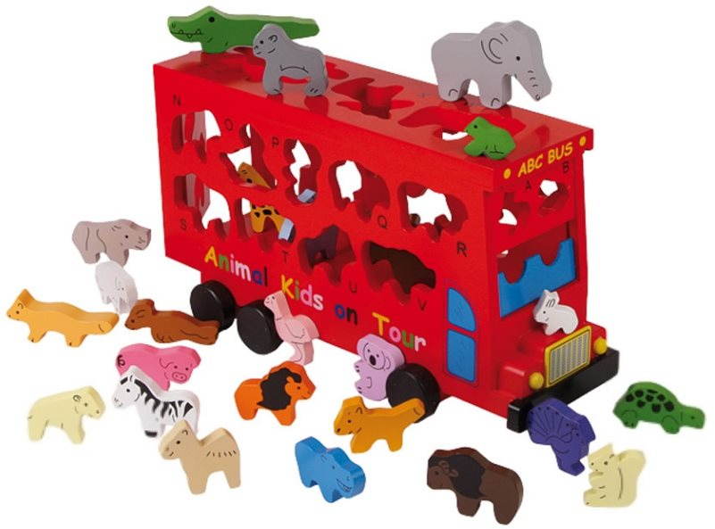Készségfejlesztő játék Játékszett - Fa busz állatokkal